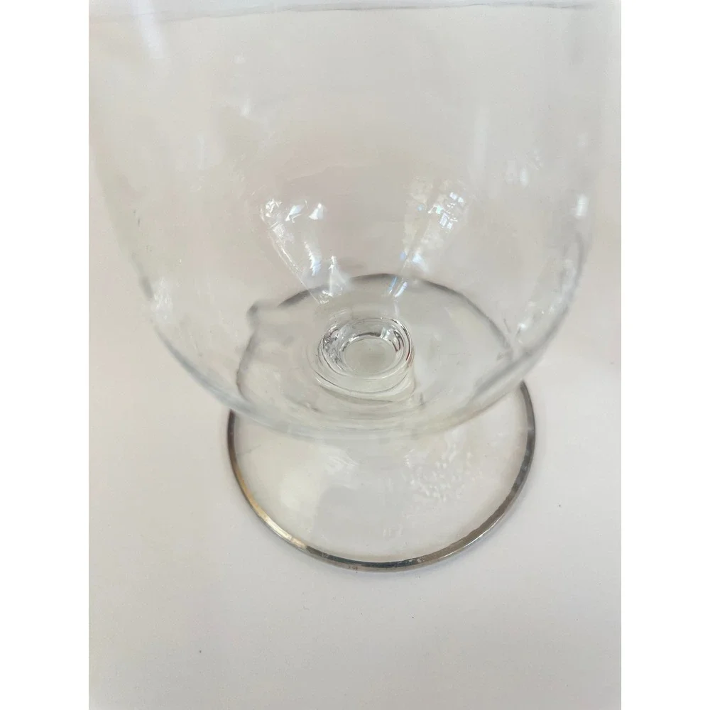 Vintage Hurricane Champagne Cocktail Glass Silver Rim Stemmed Barware Set of 5